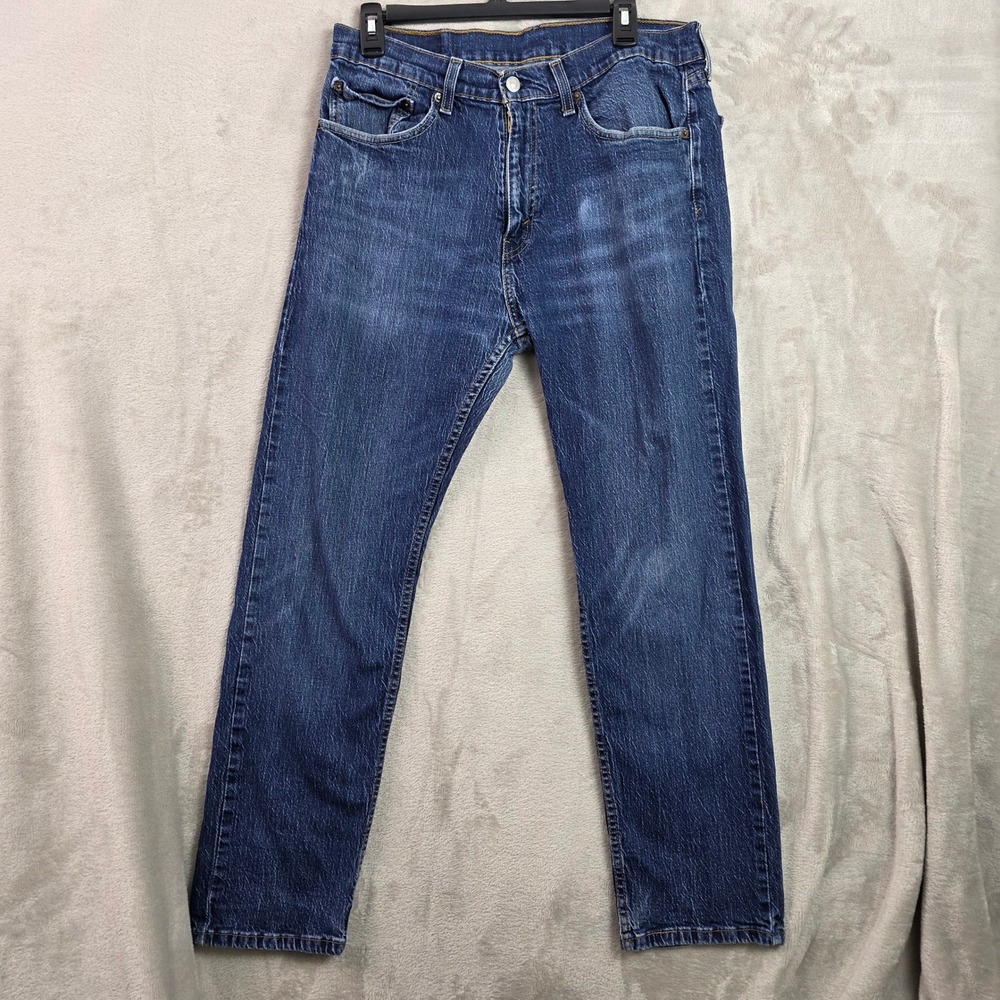 Levis 505 Regular Fit Jeans Mens 34x30 Blue Straight Leg Stretch Denim